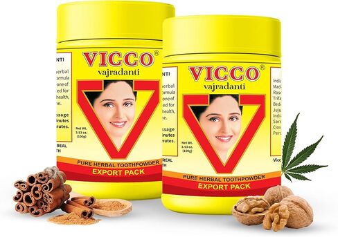 Vicco Vajradanti Herbal Tooth Powder, Classic Ayurvedic Blend with 18 Herbs & Barks, 3.53 oz (Pack of 3) in Kuwait