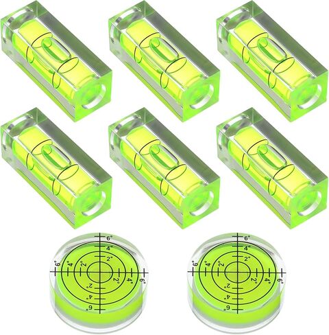 8 PCS Small Bubble Level Bullseye Spirit Level Mini Square Circular Measuring Leveling Tool for String Line for Camera Phonograph Turntable Tripod Frame Drill 1.57x0.59 in & 1.25x0.47in in Saudi Arabia