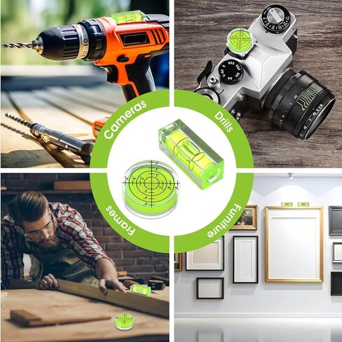 8 PCS Small Bubble Level Bullseye Spirit Level Mini Square Circular Measuring Leveling Tool for String Line for Camera Phonograph Turntable Tripod Frame Drill 1.57x0.59 in & 1.25x0.47in in Saudi Arabia