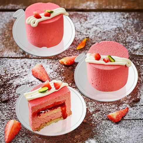 80 قطعة من ألواح الكيك الدائرية الصغيرة مقاس 4 بوصات من هوليس للكب كيك وتزيين حلوى الكيك، فضي 9 سم in Kuwait