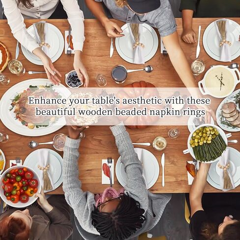50 Pack Farmhouse Rustic Napkin Rings with Tassel Wood Bead Rings for Table Decor Boho Wedding Party Dining Spring Banquet in Saudi Arabia