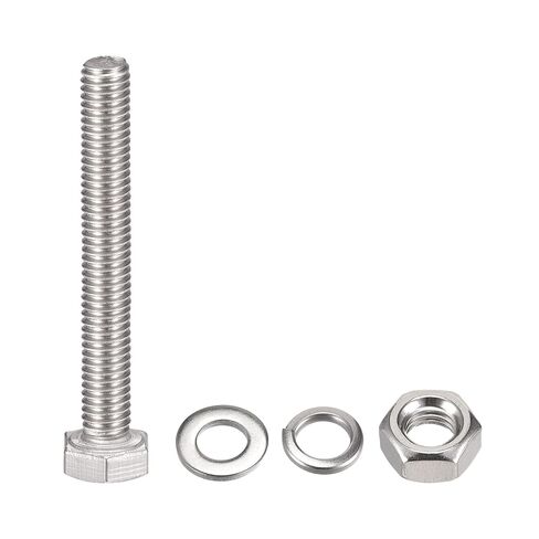 M6 x 50mm Hex Head Screws Bolts, Nuts, Flat & Lock Washers Kits, 304 Stainless Steel Fully Thread Hexagon Bolts 6 Sets in Saudi Arabia