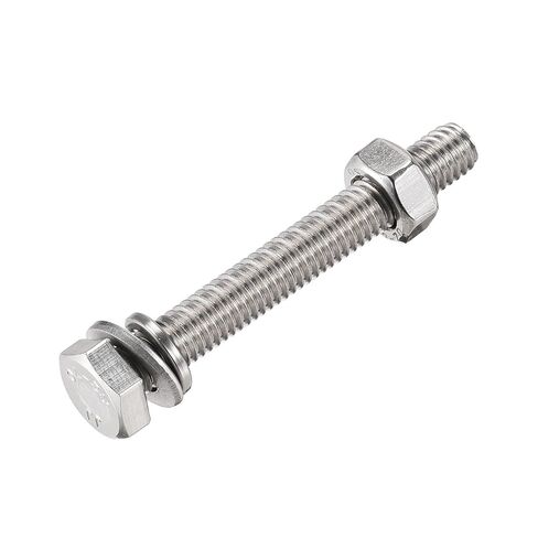 M6 x 50mm Hex Head Screws Bolts, Nuts, Flat & Lock Washers Kits, 304 Stainless Steel Fully Thread Hexagon Bolts 6 Sets in Saudi Arabia