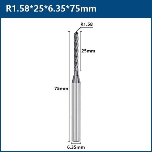 2 قطعة الكرة الأنف نهاية مطحنة CNC بت التوجيه قطع طحن أداة 4 المزامير الصلبة كربيد 6.35 مللي متر عرقوب النقش القاطع نانو معطف دوامة in Kuwait