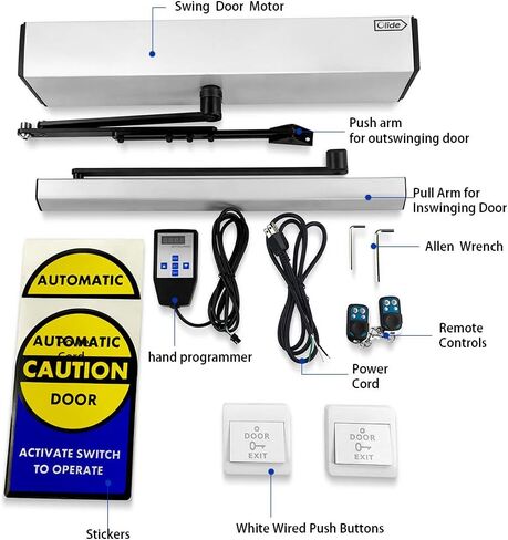 Automatic Swing Door,Push Button Swing Door Opener Remote Control Swing Opening Heavy Duty Door Operator with 2PCS Exit Buttons in Kuwait