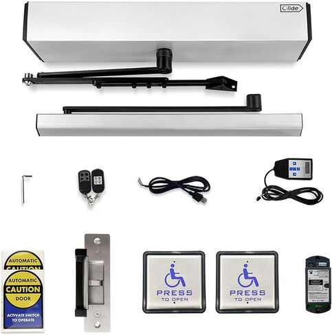 Olideauto Swing Door Operator Automatic for The Disabled,Commercial Smart WiFi Handicap Door Opener Wireless Olide-120B with Wireless Handicap Push Button&Receiver and DC12V 880lbs Electric Strike in Saudi Arabia