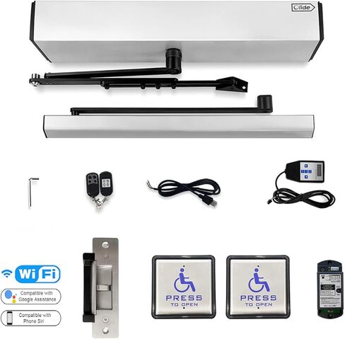 Olideauto Swing Door Operator Automatic for The Disabled,Commercial Smart WiFi Handicap Door Opener Wireless Olide-120B with Wireless Handicap Push Button&Receiver and DC12V 880lbs Electric Strike in Saudi Arabia