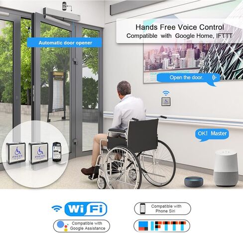 Olideauto Swing Door Operator Automatic for The Disabled,Commercial Smart WiFi Handicap Door Opener Wireless Olide-120B with Wireless Handicap Push Button&Receiver and DC12V 880lbs Electric Strike in Saudi Arabia