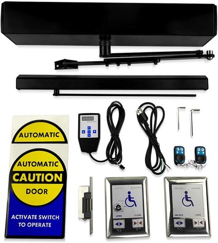 Olideauto Swing Door Operator Automatic for The Disabled,Commercial Smart WiFi Handicap Door Opener Wireless Olide-120B with Wireless Handicap Push Button&Receiver and DC12V 880lbs Electric Strike in Saudi Arabia