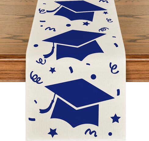 Artoid Mode 2026 Blue Stars Cap Graduation Table Runner, Holiday Kitchen Dining Table Runners for Home Party Decor 13x72 Inch in Saudi Arabia