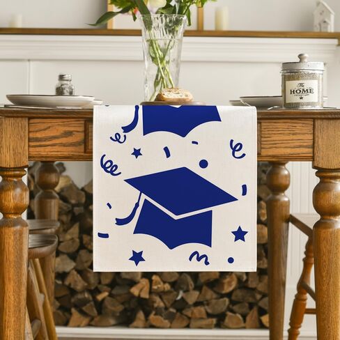 Artoid Mode 2026 Blue Stars Cap Graduation Table Runner, Holiday Kitchen Dining Table Runners for Home Party Decor 13x72 Inch in Saudi Arabia