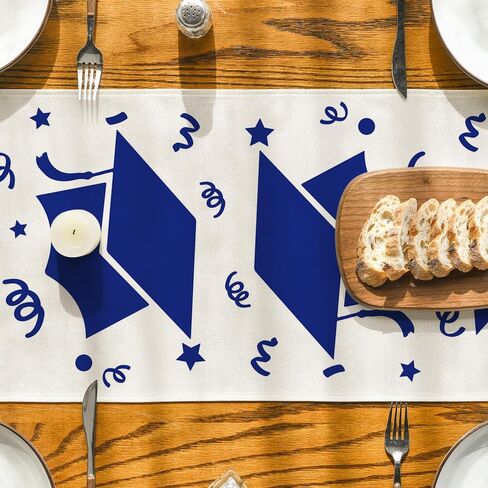 Artoid Mode 2026 Blue Stars Cap Graduation Table Runner, Holiday Kitchen Dining Table Runners for Home Party Decor 13x72 Inch in Saudi Arabia