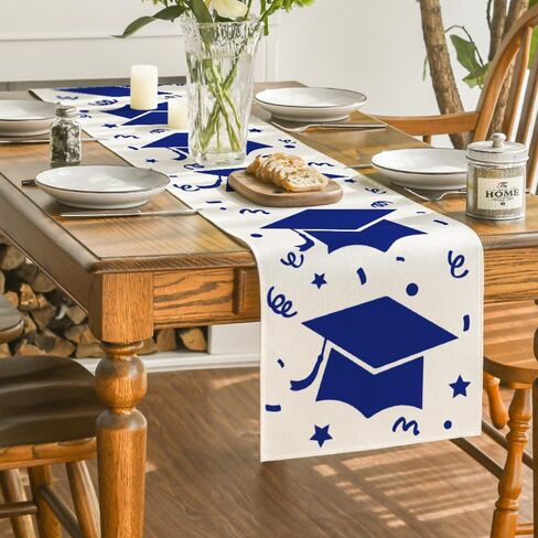 Artoid Mode 2026 Blue Stars Cap Graduation Table Runner, Holiday Kitchen Dining Table Runners for Home Party Decor 13x72 Inch in Saudi Arabia