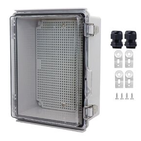 صندوق توصيل مقاوم للماء، صندوق كهربائي من بلاستيك ABS مع مزلاج من الفولاذ المقاوم للصدأ، صندوق حاوية مشروع كهربائي بغطاء مفصلي مع لوحة تثبيت، دعامات جدارية ووصلة كابل 8.7 بوصة × 6.7 بوصة × 4.3 بوصة in Kuwait