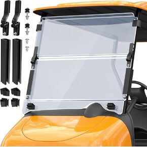 ترقية الزجاج الأمامي لعربة الجولف لموديلات الغاز/الكهرباء EZGO RXV 2008-UP، الزجاج الأمامي EZGO RXV القابل للطي مع مفصلات شديدة التحمل، مقاوم للأشعة فوق البنفسجية والصدمات، مادة البولي كربونات بسمك 5 مم، سكة دعامات 1-1/4 بوصة in Kuwait