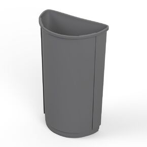 21-Gallon Black Half-Round Commercial Trash Can with Compatible Black Dome Swing-Door Lid — Durable Wall-Hugging Waste Receptacle for High-Traffic Spaces in Kuwait