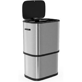 Furnify 16 Gallon / 60L Automatic Kitchen Trash Can, Motion Sensor Stainless Steel Garbage Bin with Lid, Fingerprint-Resistant & Soft Close, Large Capacity for Home, Office & Commercial, Silver in Kuwait