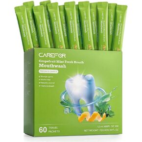 عبوات غسول الفم بحجم السفر - صغيرة فردية، خالية من الكحول والفلورايد، نكهة الجريب فروت والنعناع، ​​غسول الفم للاستمتاع بالانتعاش أثناء التنقل، عبوات كبيرة الحجم 0.41 أونصة سائلة (عبوة من 20 قطعة) in Kuwait