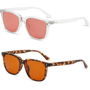 ZUVGEES Indoor FLuorescent-41 Pink and Outdoor Fluorescent-60 Brown Tinted Migraine Eyeglasses Light Sensitivity Eyewear in Kuwait