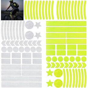 104 PCS Reflective Stickers, High Visibility Safety Tape for Bike Helmet, Bicycle, Motorcycle, Stroller, Wheelchairs, Waterproof Night Visibility Decals, Micro-Prismatic, 2 Colors (Yellow & Gray) in Kuwait