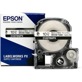 Epson LABELWORKS 210STBWPX Tape Cartridge - Black on White Shrink Tube Industrial Label Maker Tape - AWG 4-12, 3/8" (10MM) Wide, 8 ft (96") in Saudi Arabia