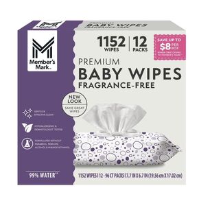 مناديل مبللة للأطفال، خالية من العطر، 12 قطعة، 1152 منديل in Kuwait