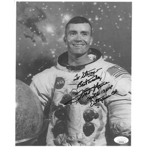 Athlon Sports CTBL-024826 فريد هايز موقع رائد فضاء ناسا وطيار عتيق B&W 8 × 10 بوصة. صورة Apollo 13 LMP أطيب التمنيات لستايسي - JSA Hologram No.EE62134 in Kuwait