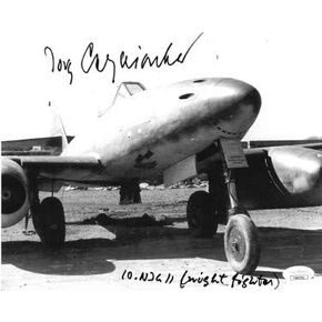 Athlon Sports CTBL-025090 8 × 10 بوصة. Jorg Czypionka موقعة من الحرب العالمية الثانية الألمانية ME-262 Luftwaffe Pilot Photo، أبيض وأسود in Kuwait