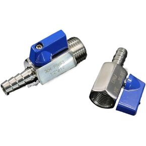 1PCS 304 Stainless Steel 1/8 1/4 3/8 1/2 x 7/8/10/12mm Hose Barb mini Sanitary Ball Valve Homemade Pipe Fittings with Blue(1/8",Male_10MM Barb) in Kuwait