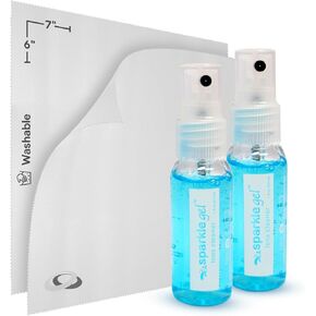 Sparkle Anti-Reflective Gel Lens Cleaner Spray kit | (2) 1oz Glasses Cleaner Gel Spray + (2) Microfiber Cloth for Eyeglasses, Sunglasses, Lenses,Screens and Camera Cleaning Kit (4 Piece Set) in Kuwait