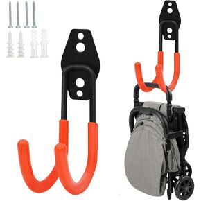 KEUYE Stroller Hanger with Anti-Slip Rubber,2 Pack,Wall Mount Heavy Duty Metal Stroller Hanger with 66lbs Load Capacity in Kuwait