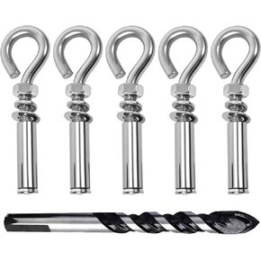 مسامير العين للتوسيع شديدة التحمل، 5 عبوات 5/16 بوصة × 4-3/16 بوصة 304 من الفولاذ المقاوم للصدأ مسامير تثبيت بخطاف العين المغلقة للخرسانة، مثالية للتعليق على الأرجوحة والأرجوحة وحقيبة اللكم وحوامل السقف in Kuwait