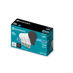EcoSmart 60 وات مكافئ A19 لمبة إضاءة LED من الزجاج المصنفر قابلة للتعتيم في ضوء النهار (4 عبوات) 11FFA1960WESD03 in Kuwait