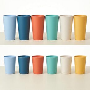 12 عبوة من أكواب قش القمح الفاخرة، 6 قطع 20 أونصة و6 قطع 10 أونصة أكواب شرب غير قابلة للكسر، بديل لمجموعات الأكواب البلاستيكية، كوب أكواب مياه قابل لإعادة الاستخدام، آمن للاستخدام في الميكروويف وغسالة الأطباق، خالٍ من البيسفينول أ، 6 ألوان in Kuwait