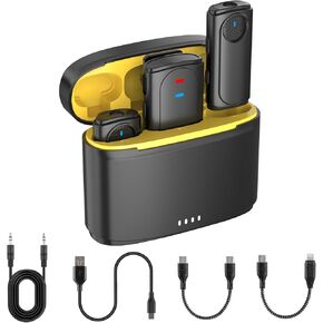 Wireless Lavalier Microphone for iPhone, iPad, Android, Camera - Mini Microphone with Noise Reduction & Charging Case - Mini Clip-on Mic for Podcasting, Vlogging, Live Streaming, Interview in Kuwait