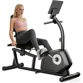 دراجة تمرين CURSOR FITNESS راقد، دراجة ثابتة مقاومة مغناطيسية 16 مستوى للتمرين المنزلي مع أجهزة استشعار النبض، مقعد وظهر قابلان للتعديل in Kuwait