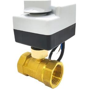 صمام كروي نحاسي 1 بوصة، ثلاثة أسلاك، محرك ثنائي التحكم، لولبة داخلية مع مفتاح يدوي AC220V in Kuwait