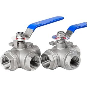 1 قطعة 1/2 "3/4" 1 "1-1/4" 1-1/2 "2" صمام كروي ثلاثي الاتجاه من الفولاذ المقاوم للصدأ L نوع T نوع 304 صمام يدوي لولبة داخلية (12، نوع L) in Kuwait