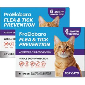 Flea and Tick Prevention for Cats & Kittens: Waterproof Topical Cat Flea and Tick Treatment – Fast-Acting & Long-Lasting At Home Flea Control for Cats Over 1.5 lbs and 8 Weeks or Older – 6-Dose Supply in Kuwait
