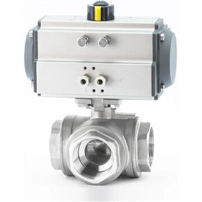 2-1/2" Three-Piece high Platform Pneumatic Stainless Steel Internal Thread Three-Way Ball Valve T-Type L-Type Ball Valve(T Type) in Kuwait