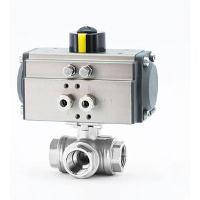 3/4 "ثلاث قطع منصة عالية من الفولاذ المقاوم للصدأ لولبة داخلية صمام كروي هوائي ثلاثي الاتجاهات T-Type L-Type Ball Valve (L Type) in Kuwait