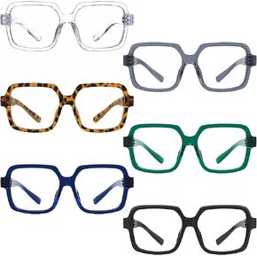 Eyekepper 6 Pack Metalless Screwless Spring Hinges Blue Light Blocking Reading Glasses Oversized Square Computer Readers for Men Women +2.75 in Kuwait