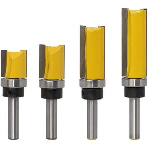 4 قطعة/المجموعة 8 مللي متر عرقوب نمط فلوش تقليم راوتر بت قالب تقليم المفصلي نقر راوتر بت مجموعة مستقيم نهاية مطحنة للخشب in Kuwait