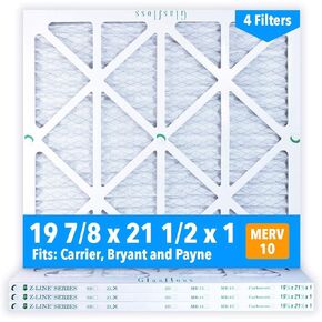 مرشحات هواء Glasfloss 19-7/8 x 21-1/2 x 1 (علبة مكونة من 4)، MERV 10، مطوية، صنع في الولايات المتحدة الأمريكية in Kuwait