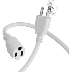 سلك تمديد PLUGTUL بطول 3 أقدام، سلك طاقة قصير، أسود داخلي/خارجي 16 سلك مؤرض 3 شوكات مدرج في قائمة ETL، 13 أمبير 1625 وات 125 فولت SJTW in Kuwait