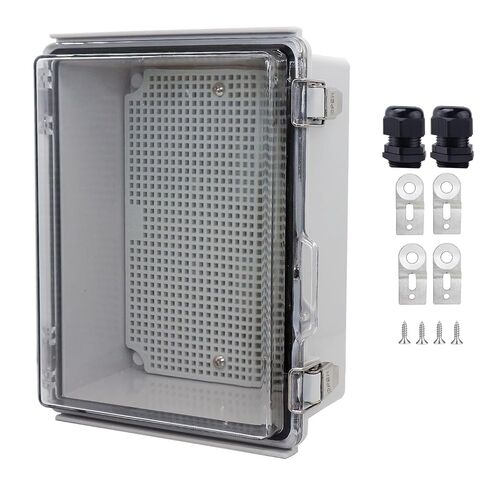 صندوق توصيل مقاوم للماء، صندوق كهربائي من بلاستيك ABS مع مزلاج من الفولاذ المقاوم للصدأ، صندوق حاوية مشروع كهربائي بغطاء مفصلي مع لوحة تثبيت، دعامات جدارية ووصلة كابل 8.7 بوصة × 6.7 بوصة × 4.3 بوصة in Kuwait