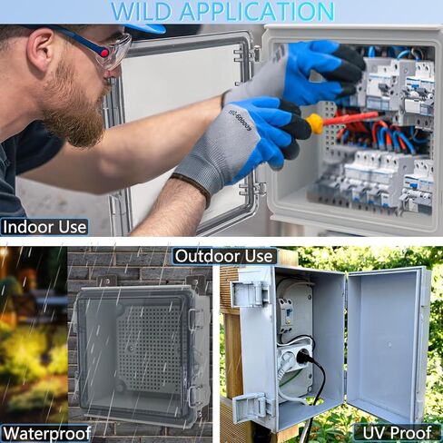 صندوق توصيل مقاوم للماء، صندوق كهربائي من بلاستيك ABS مع مزلاج من الفولاذ المقاوم للصدأ، صندوق حاوية مشروع كهربائي بغطاء مفصلي مع لوحة تثبيت، دعامات جدارية ووصلة كابل 8.7 بوصة × 6.7 بوصة × 4.3 بوصة in Kuwait