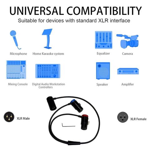 Low Profile XLR Splitter Cable, Right Angle Balanced XLR Splitter Cord, Dual Female to Male 3 Pin Patch Y Cable Speaker Cable（1.6FT in Saudi Arabia