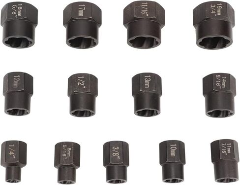 Professional Stud Nut Remover Set 13pcs Molybdenum Steel Screw Extractor Kit with Storage Box for Manual Ratchets Impact Wrenches in Saudi Arabia