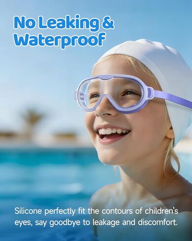 2 Pack Swim goggles for Kids 3-15, Anti-Fog Anti-UV Wide View No Leak Swimming Goggles For Youth Boys Girls in Kuwait